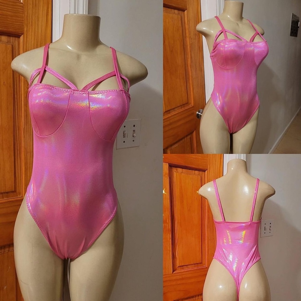 Pink bartender outfit cut out one piece